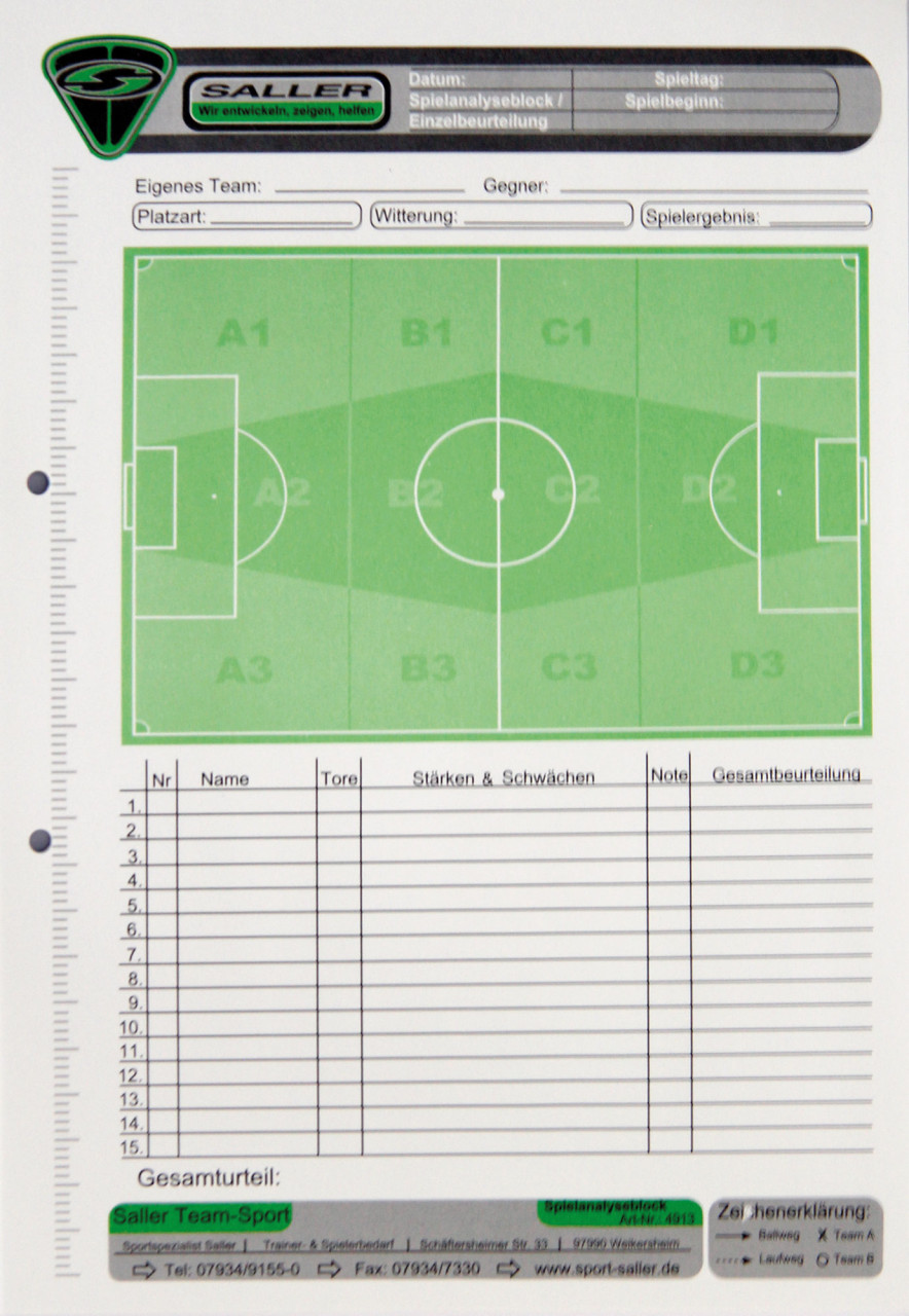 Saller Spielanalyseblock